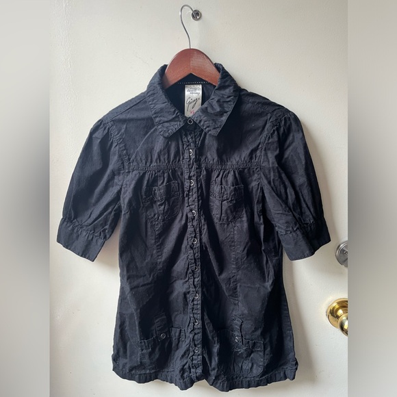 3/$25 Garage black snap button cotton small top - Picture 1 of 3